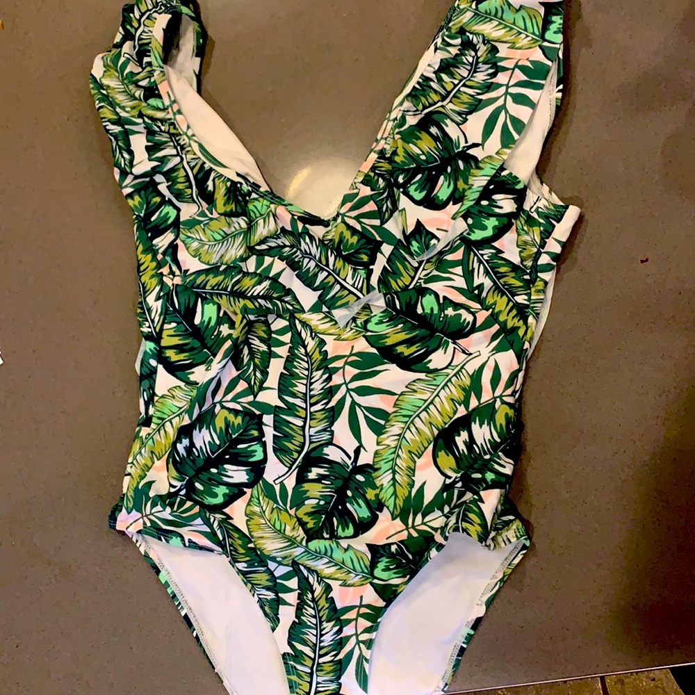 One piece bathing suit tropical floral Medium